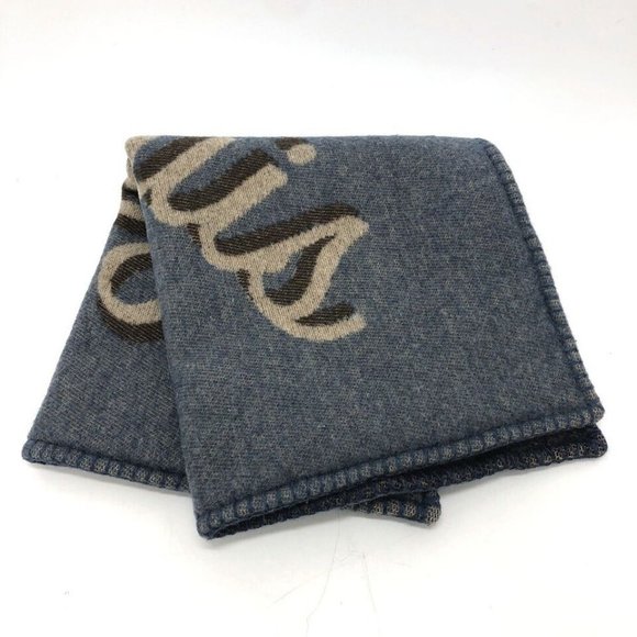 LOUIS VUITTON logo Cushion Cover cushion Wool / Cashmere Navy - Picture 13 of 16